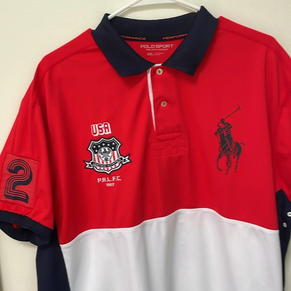 Polo Ralph Lauren Football Club Polo Shirt Mens XXL PRLFC Collared USA S…